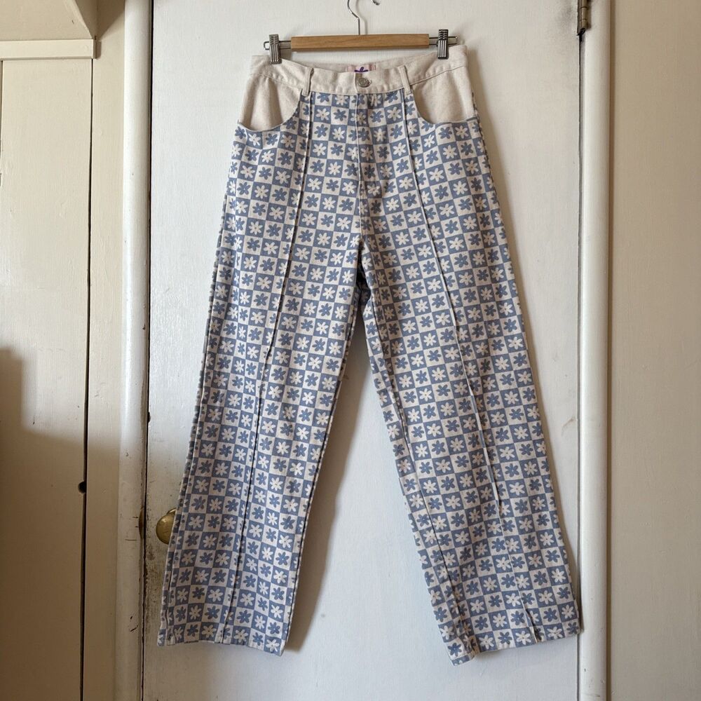 Lisa Says Gah Jeans Retro Geo Floral High Waisted Straight Denim | Women's 32 - Picture 1 of 10